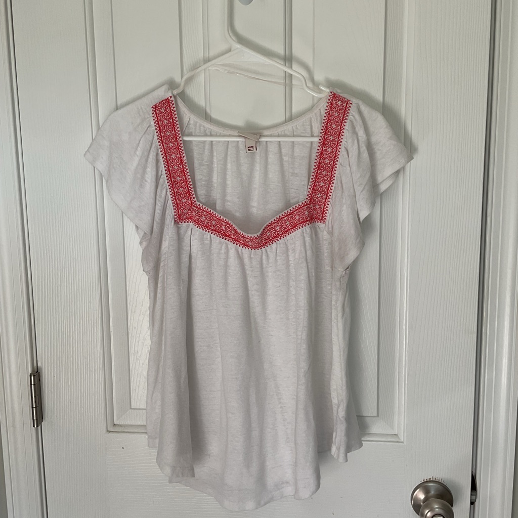 Merona White Flutter Sleeve Ruffled Blouse